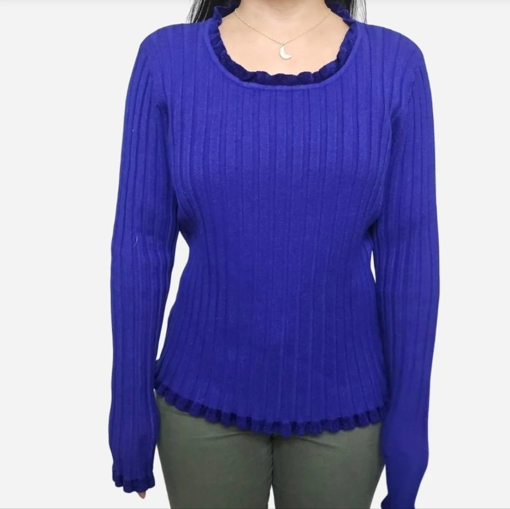 Vintage Y2K Purple Ribbed Knit Sweater